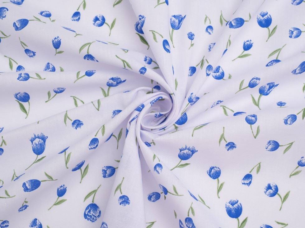 Blue Printed Polycotton Fabric