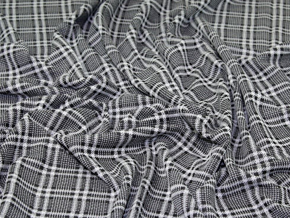 Black & Grey Deadstock Textured Stretch Knit Fabric