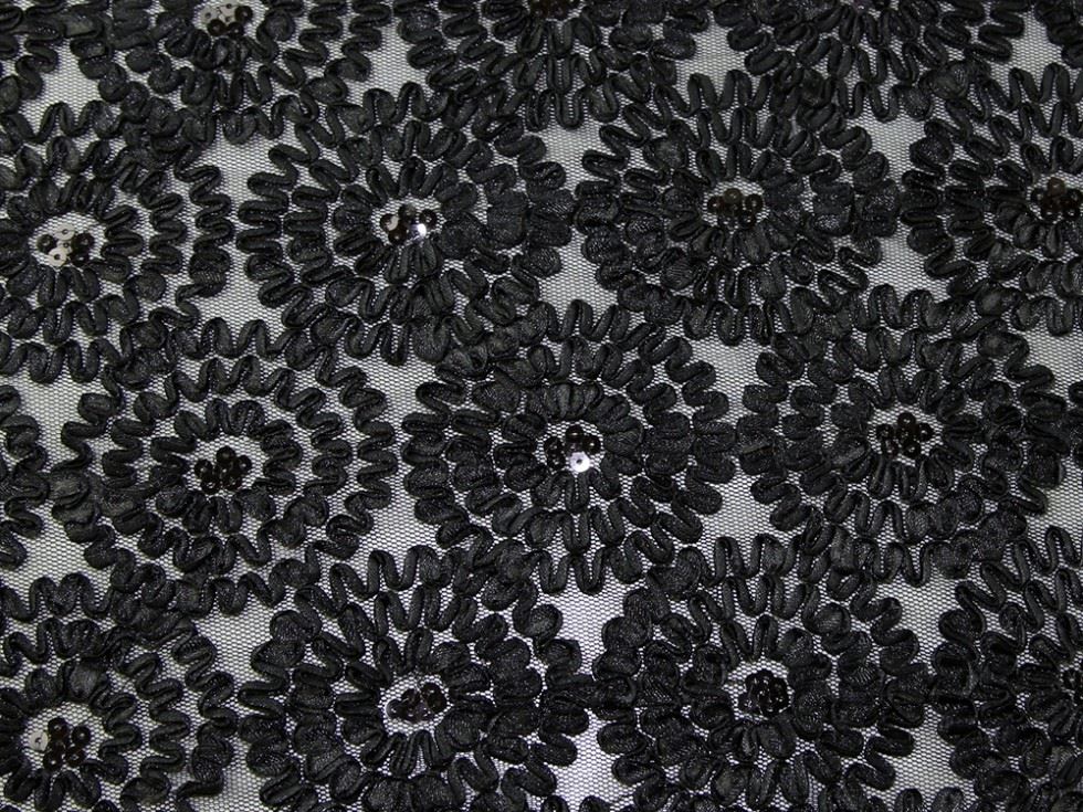 Santa Fe Embroidered Lace Fabric Black
 