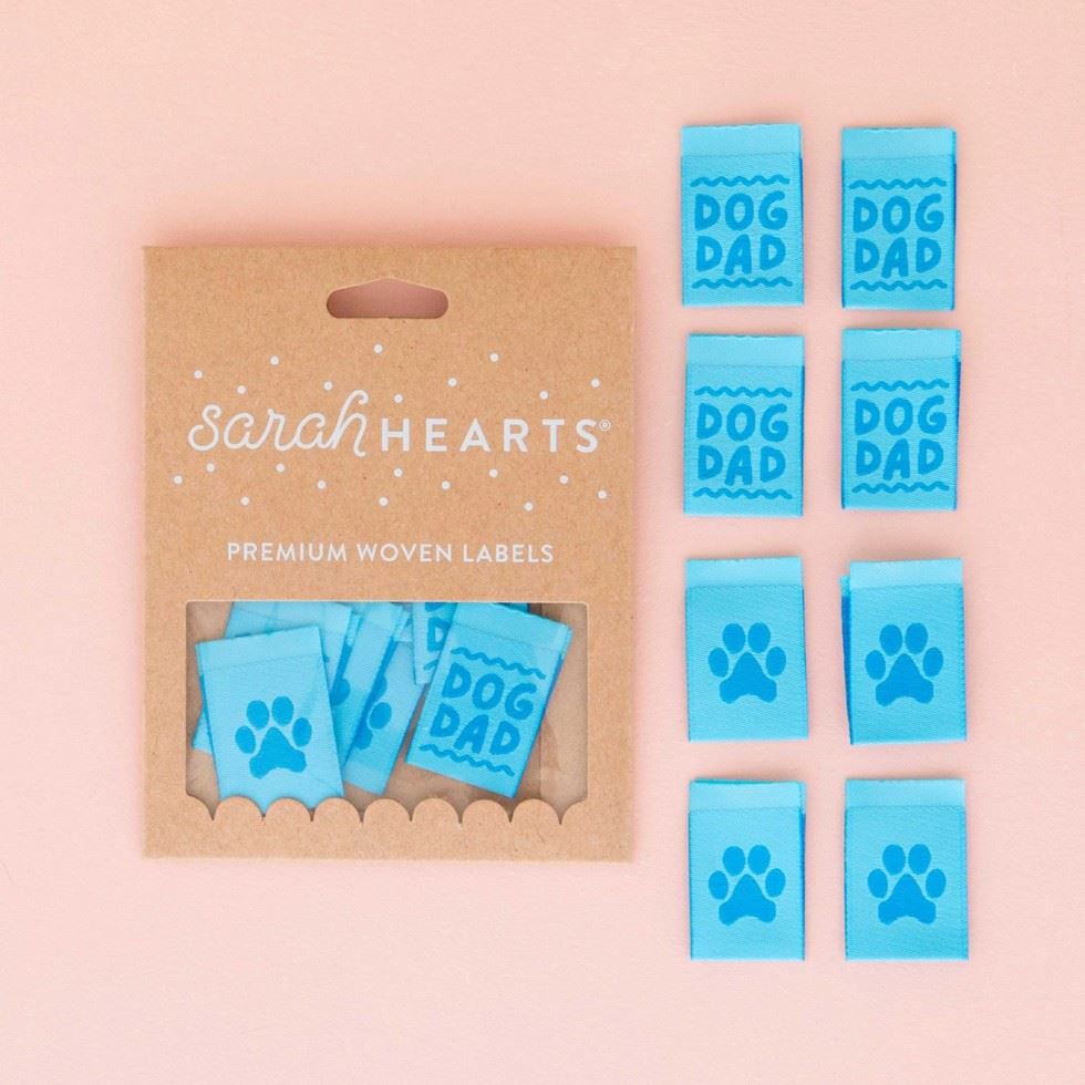 Sarah Hearts Dog Dad Woven Labels
 