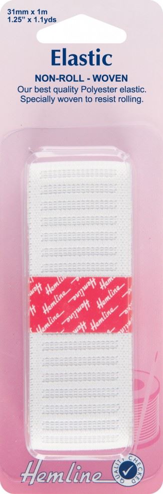 Hemline White Non Roll Elastic