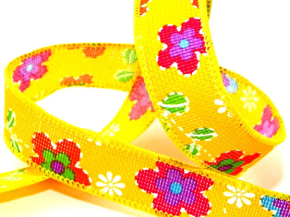 Yellow Rustic Flower Ribbon