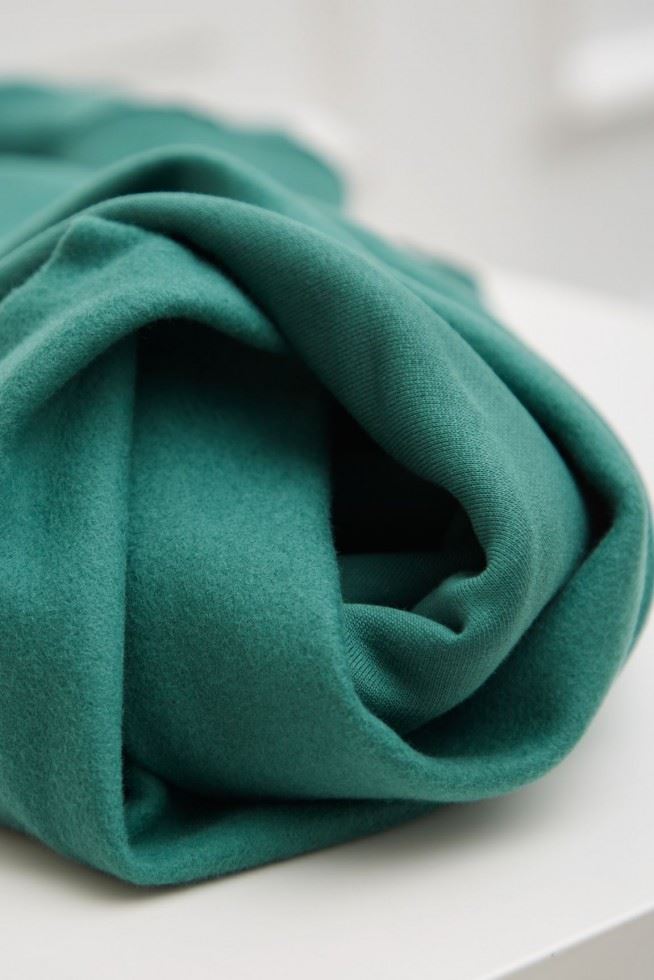 Mind The Maker Chalky Green Organic Fleece Back Sweatshirt Stretch Knit Fabric