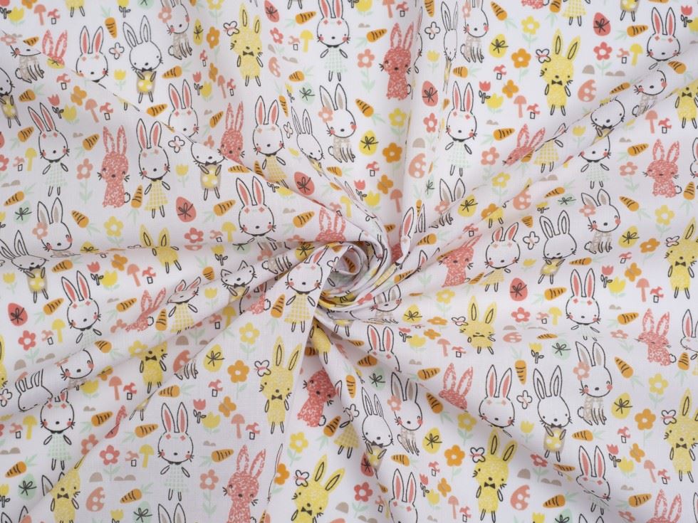 White Printed Polycotton Fabric