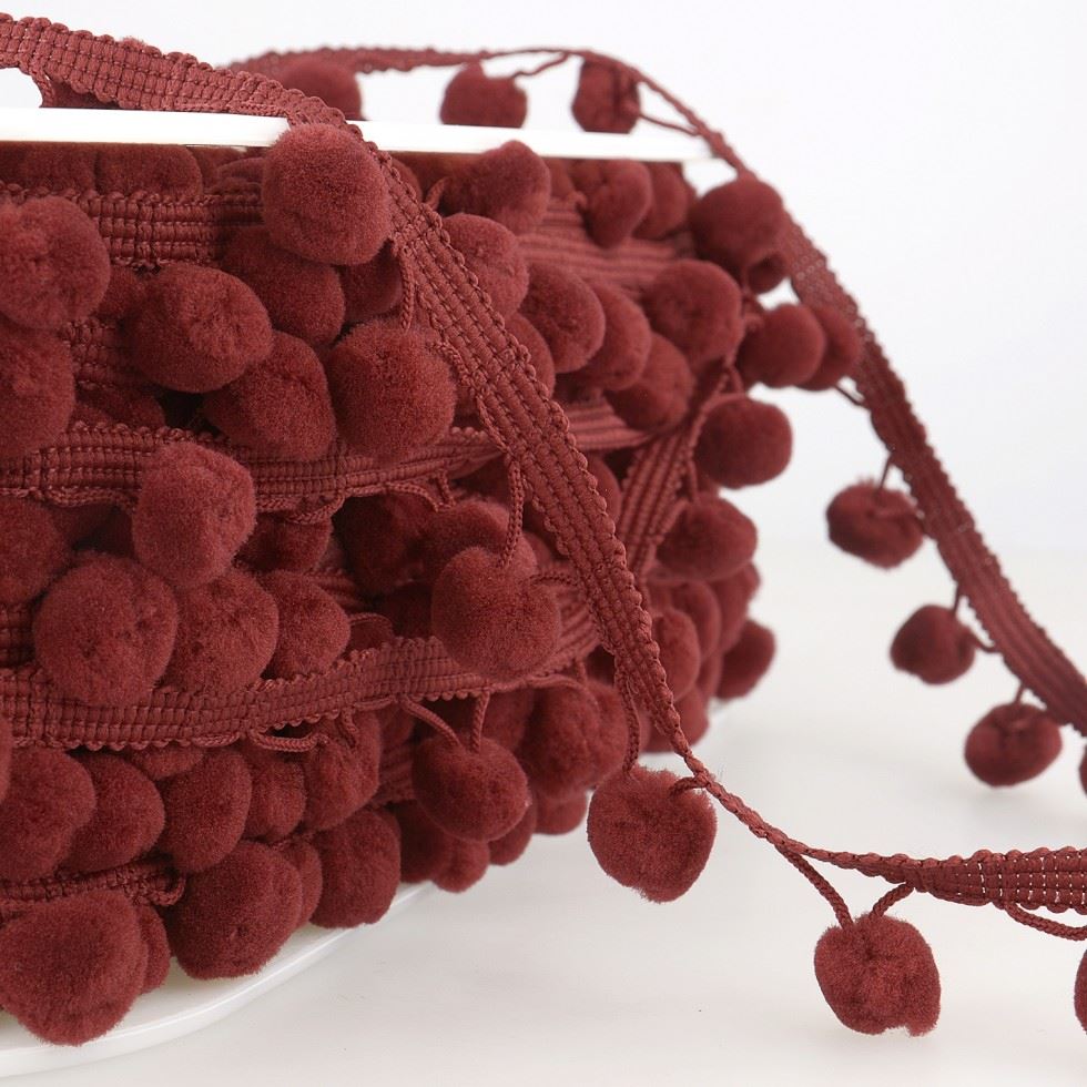 Stephanoise Pom Pom Trim Burgundy