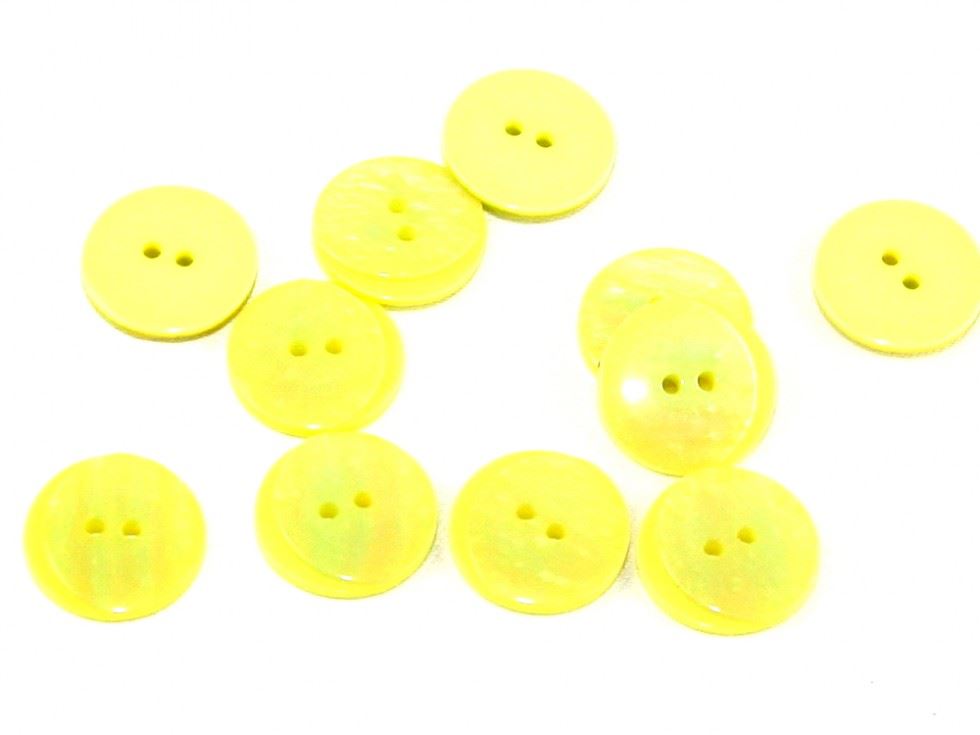 Dill Lemon Yellow Pearlised Round Buttons (Value Pack)