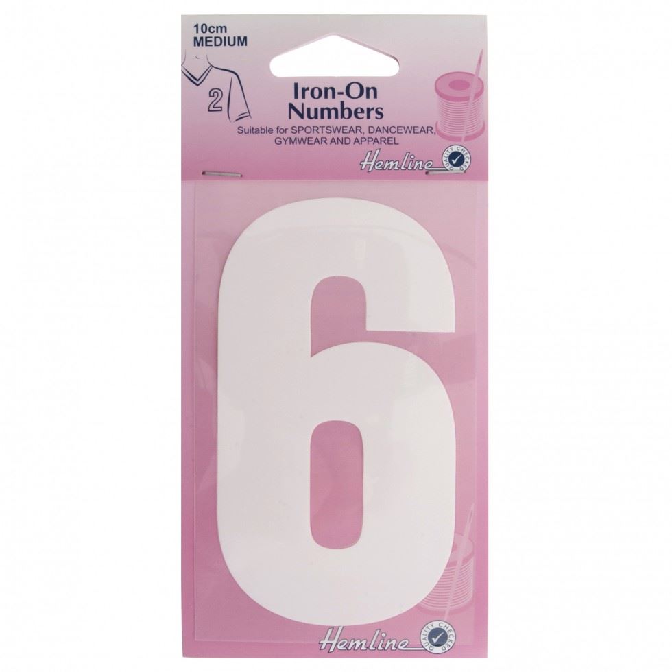 Hemline White Number 6 Number Patch Motif