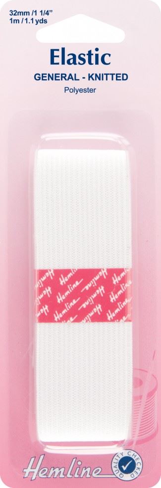 Hemline White General Purpose Elastic