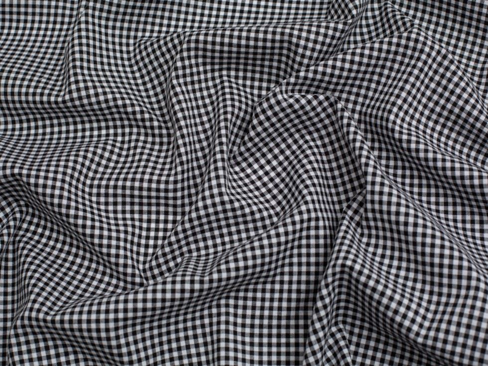 Minerva Core Range Black 1/8 Inch Gingham Check Yarn Dyed Cotton Chambray Fabric