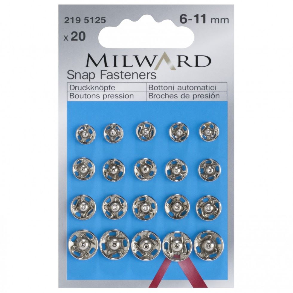 Milward Silver Sew On Snap Fasteners