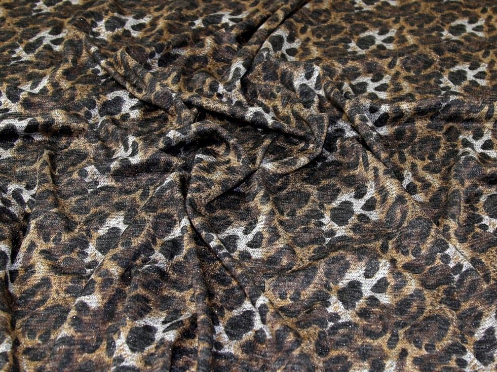 John Louden Brown Lurex Sweater Knit Stretch Fabric