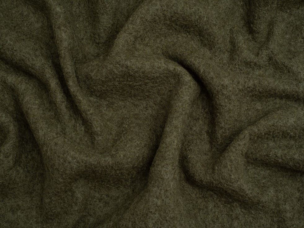 Minerva Core Range 100% Pure Boiled Wool Coating Fabric Melange Khaki
 
