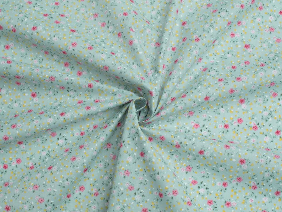Duck Egg Printed Polycotton Fabric