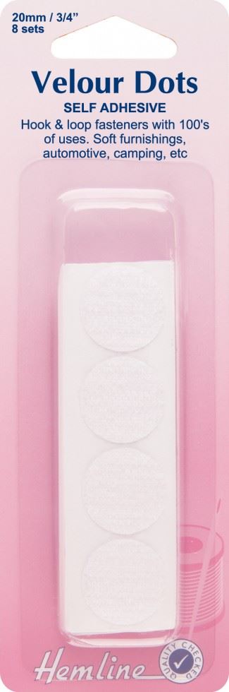 Hemline White Stick On Velcro Coins