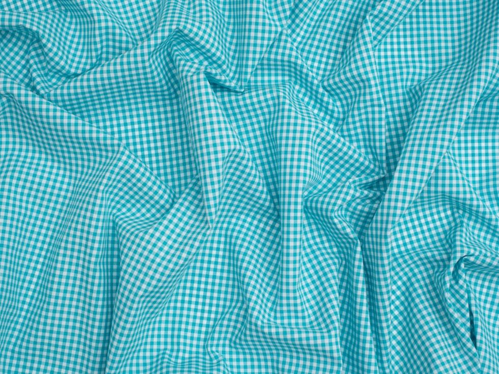 Minerva Core Range Turquoise 1/8 Inch Gingham Check Yarn Dyed Cotton Chambray Fabric