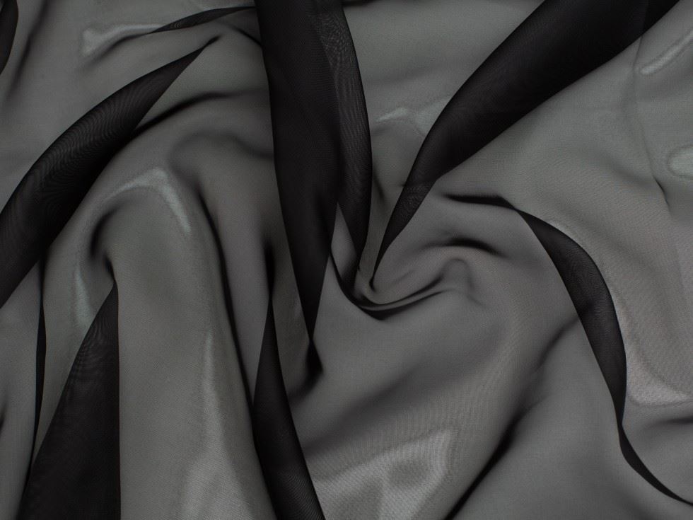 Minerva Core Range Polyester Voile Fabric Black
 