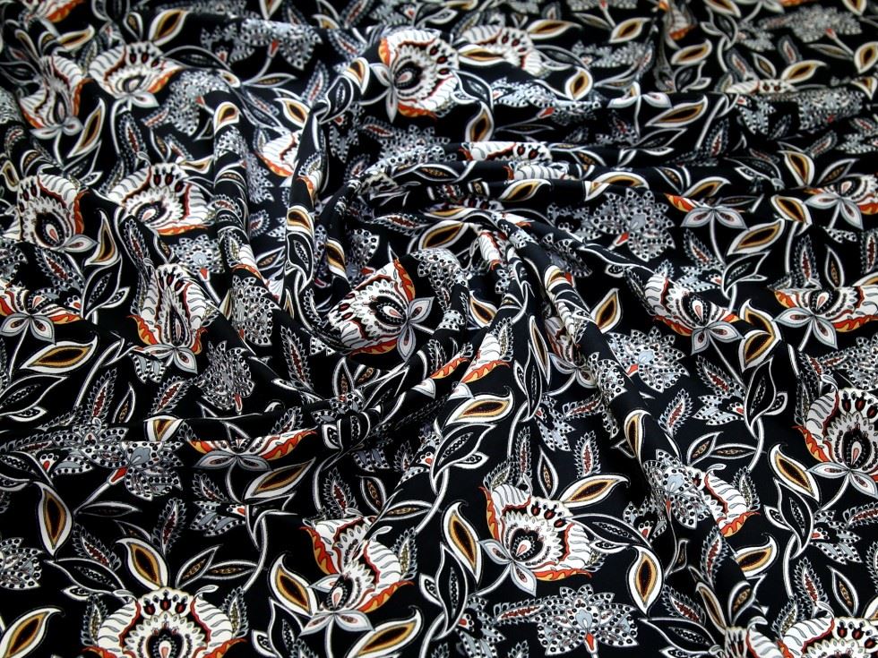 John Louden Black Peachskin Crepe Fabric