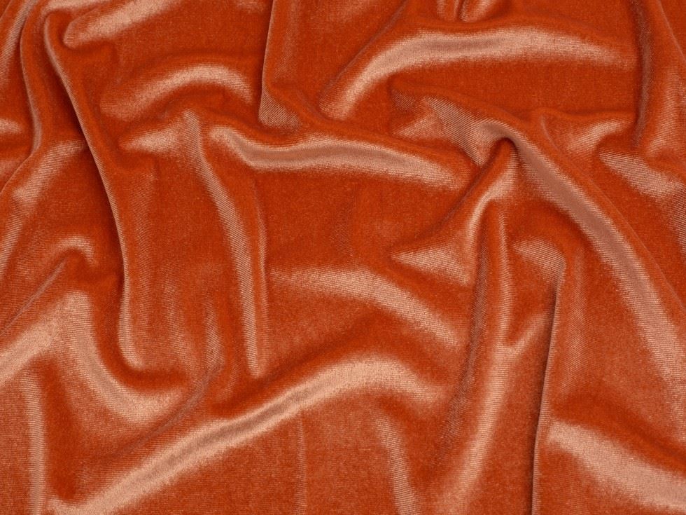 Minerva Core Range Rust Panne Velvet Stretch Knit Fabric