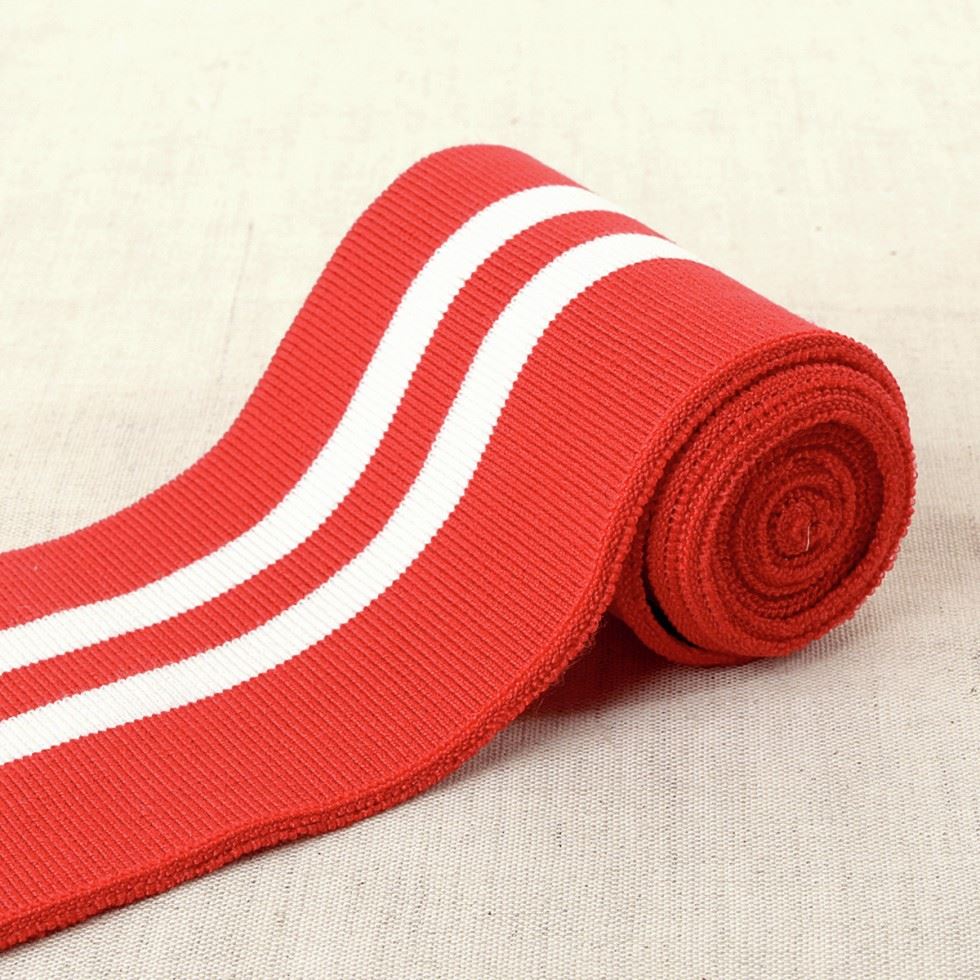 Minerva Core Range Knitted Cuff Ribbing Red & White
 
