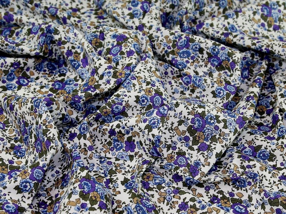 Blue On White Deadstock Sea Island Cotton Voile Fabric