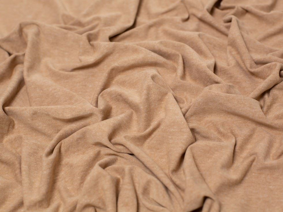 Minerva Core Range Ecru Melange Cotton Jersey Stretch Knit Fabric