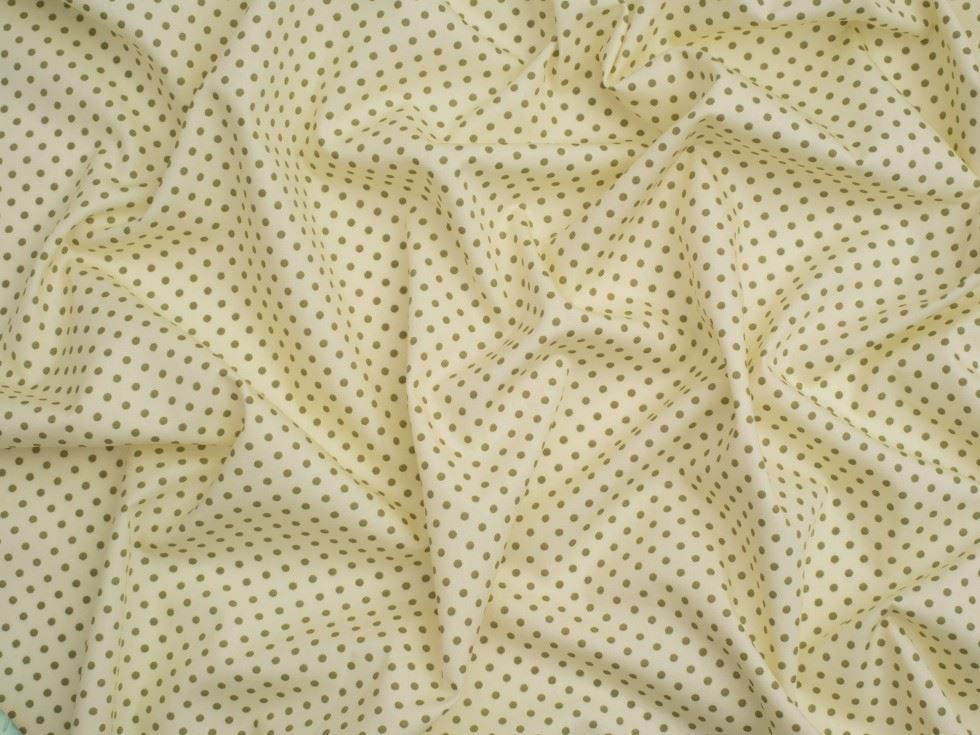 Minerva Core Range Green On Ivory 100% Cotton Poplin Fabric