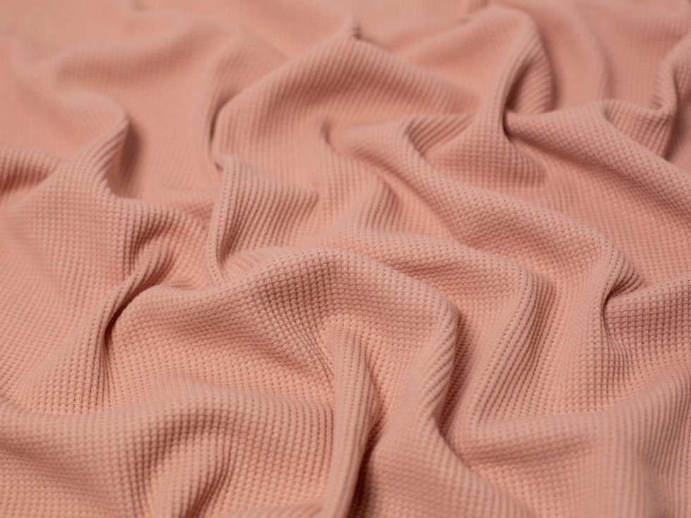 Blush Cotton Waffle Textured Stretch Knit Fabric