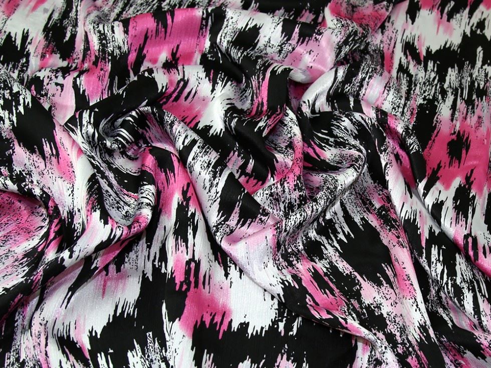 Pink Deadstock Crinkle Satin Fabric