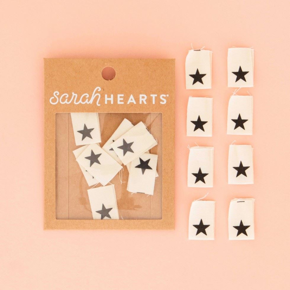Sarah Hearts Black Star Organic Cotton Woven Labels
 
