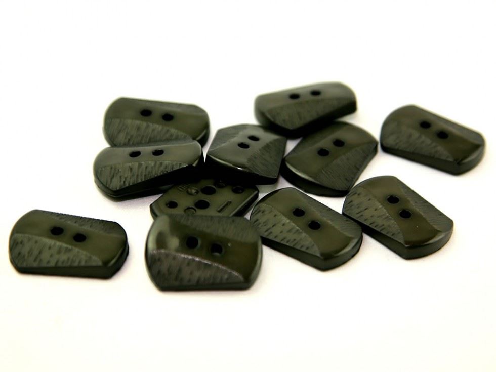 Dill Rectangular Carved Buttons (Value Pack) Khaki Green
 