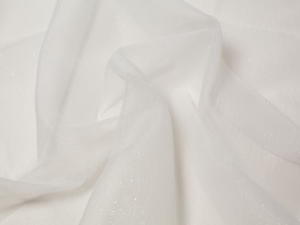 Minerva Core Range Blizzard Glitter Organza Fabric Ivory
 