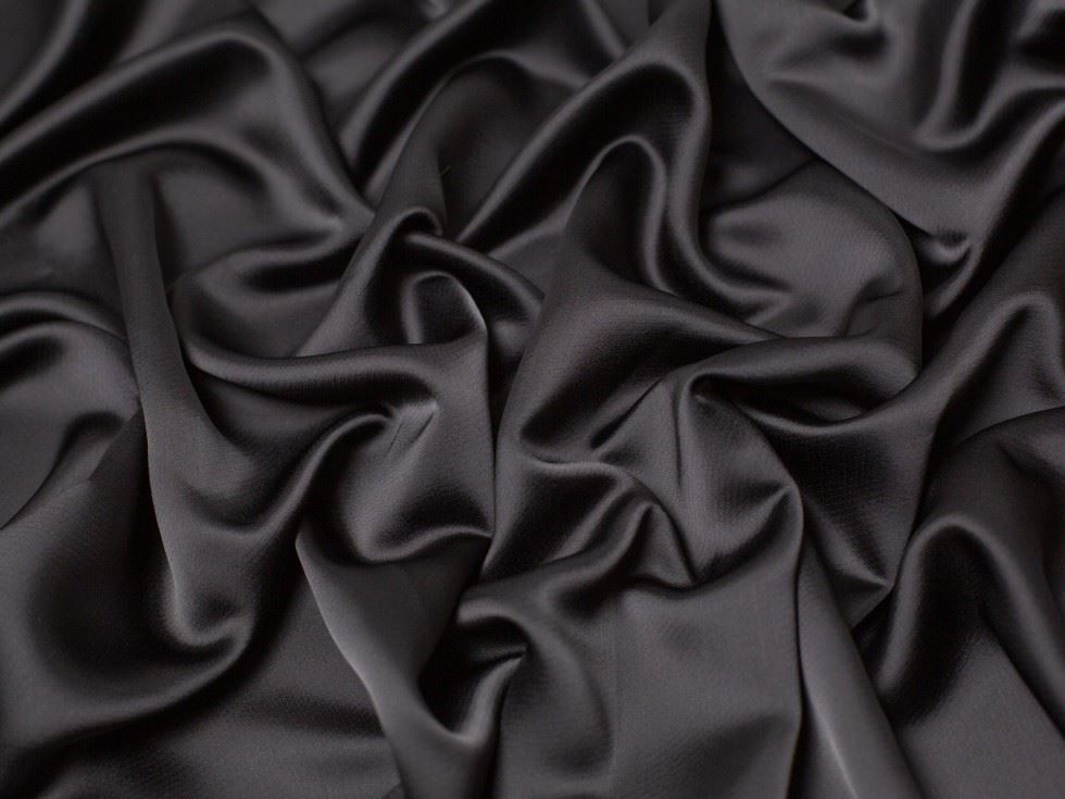 Minerva Core Range Black Aesha Satin Fabric