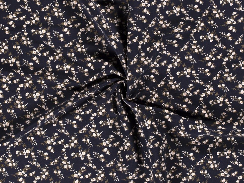 Stretch Woven Viscose Bengaline Fabric Navy