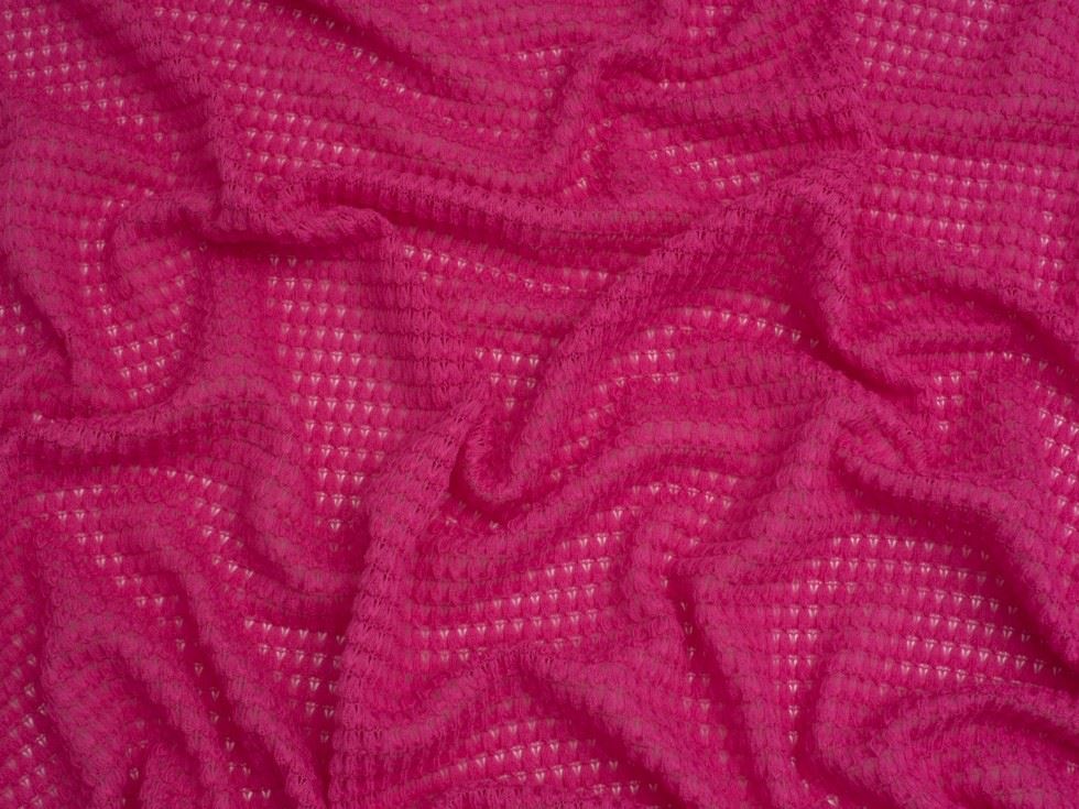 Minerva Core Range Crochet Lace Stretch Sweater Knit Fabric Cerise Pink
 