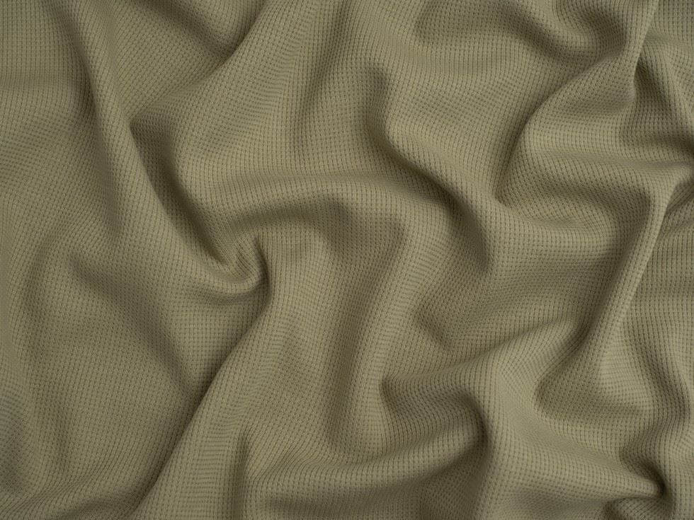 Minerva Core Range Mini Waffle Textured Stretch Knit Fabric Khaki