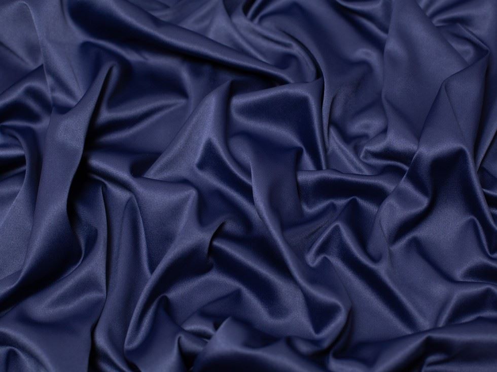 Stretch Woven Duchess Satin Fabric Midnight Blue
