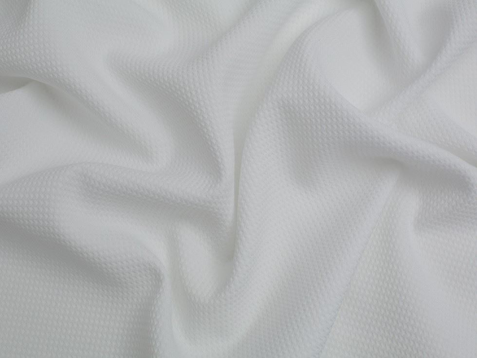 Recycled Polyester Textured Suiting Fabric White
 
