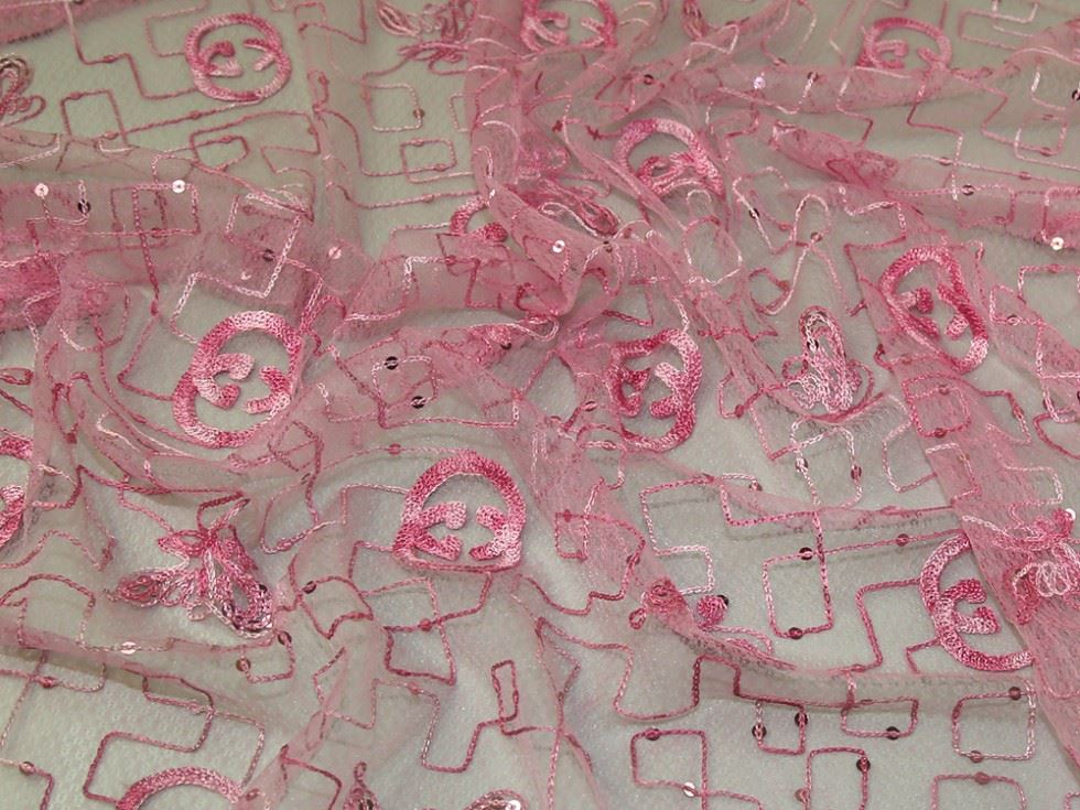 Deadstock Stretch Lace Fabric Pink