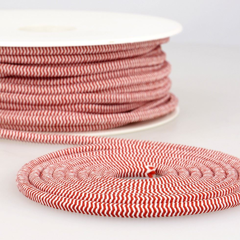Stephanoise Round Elastic Cord Red White