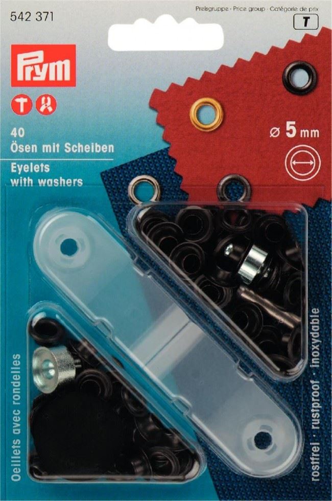 Prym Ösen mit Scheiben brüniert 5mm 40 Stück