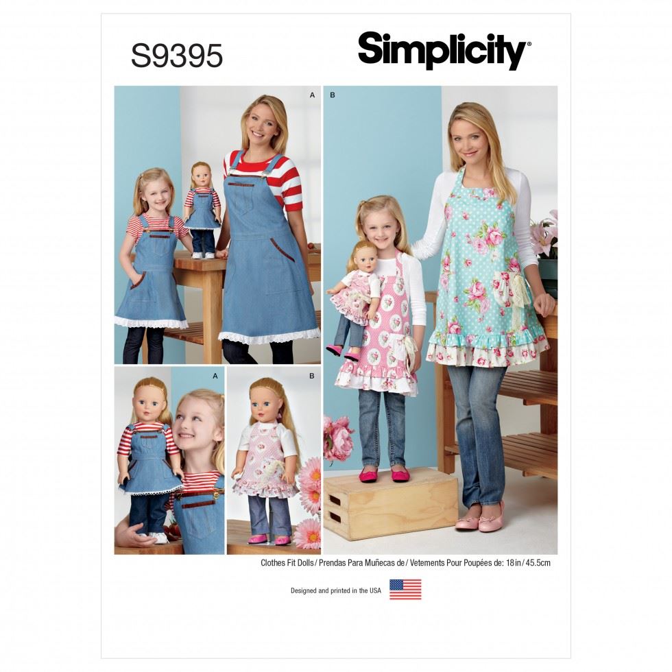 Simplicity Girls Sewing Pattern 9395, Aprons, Doll Clothes For Kids, Women, A (S - L / S - L) - Easy - A (S - L / S - L) - Image 2