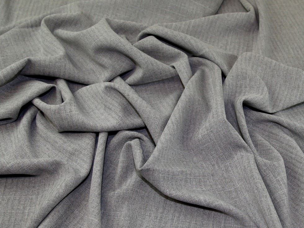 Grey Deadstock Tweed Polyester Suiting Fabric