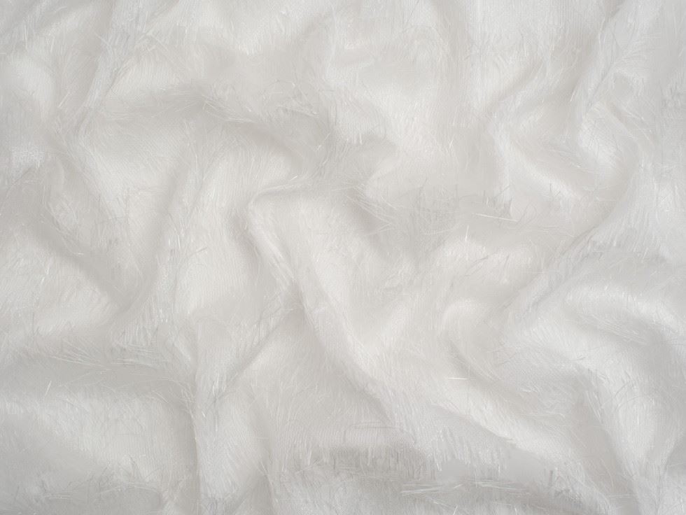 Minerva Core Range Andora Shimmer Eyelash Tassel Voile Fabric Ivory
 