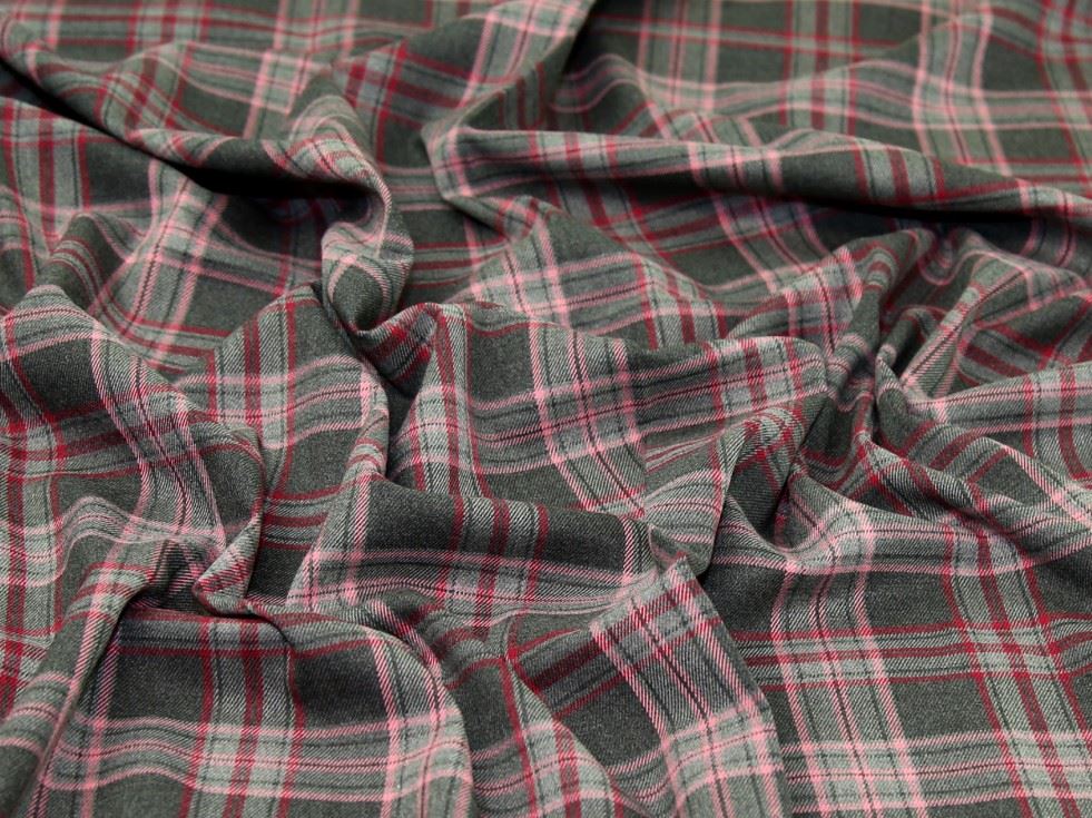 John Louden Pink & Grey Poly Viscose Stretch Woven Suiting Fabric
