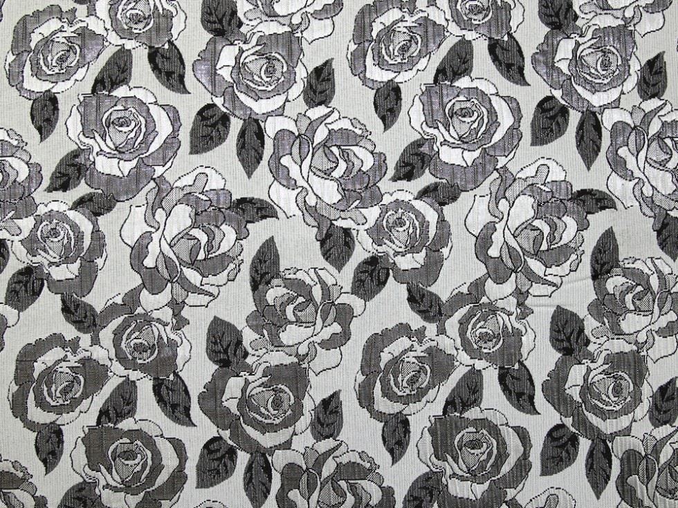 Silver Deadstock Metallic Woven Brocade Fabric