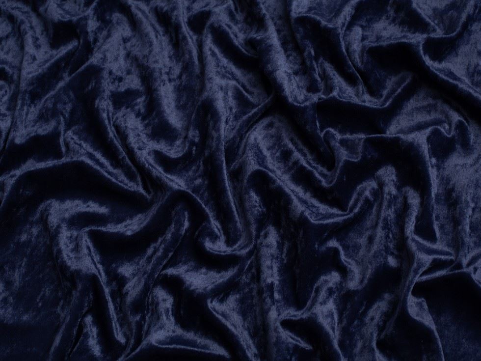 Minerva Core Range Crush Velvet Stretch Knit Fabric French Navy
 