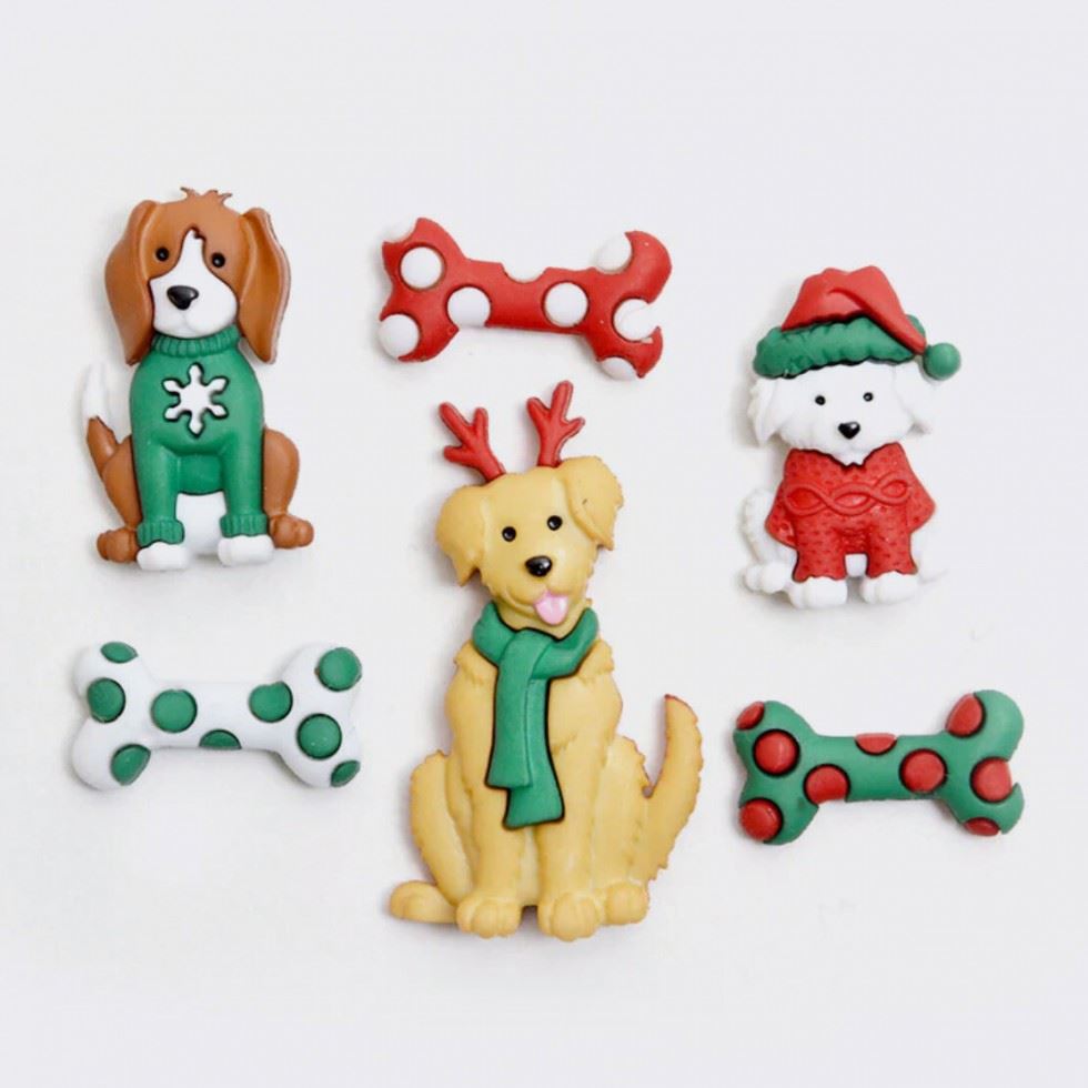 Dress It Up Feliz Navidog Buttons