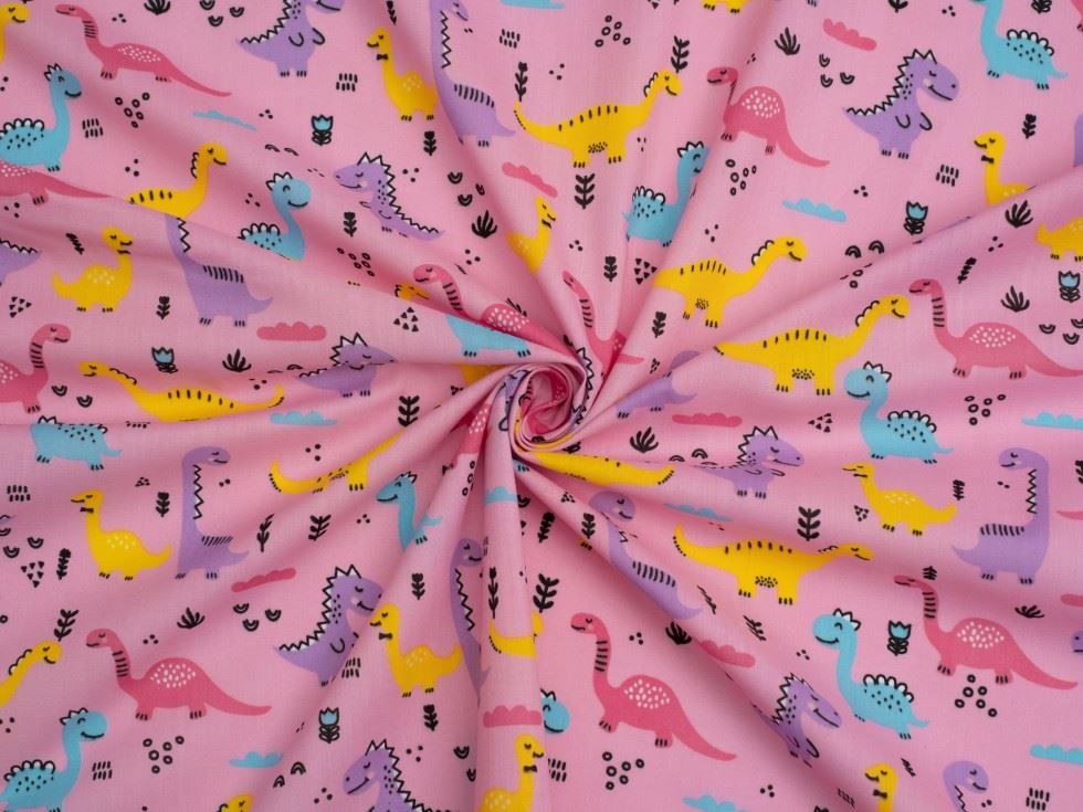 Pink Printed Polycotton Fabric