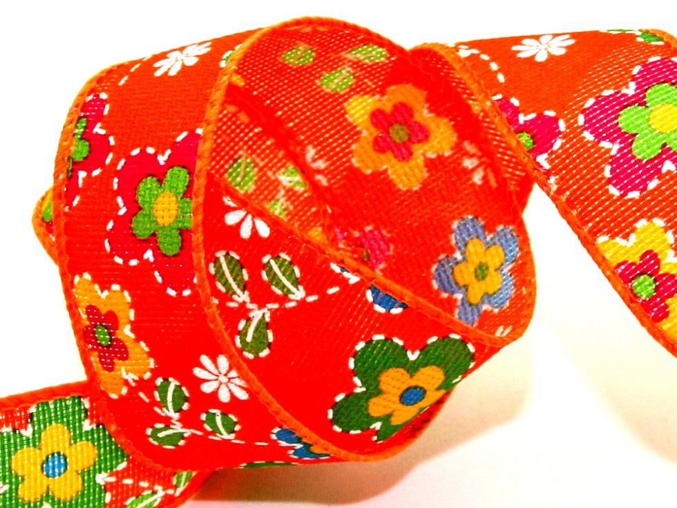 Orange Rustic Flower Ribbon