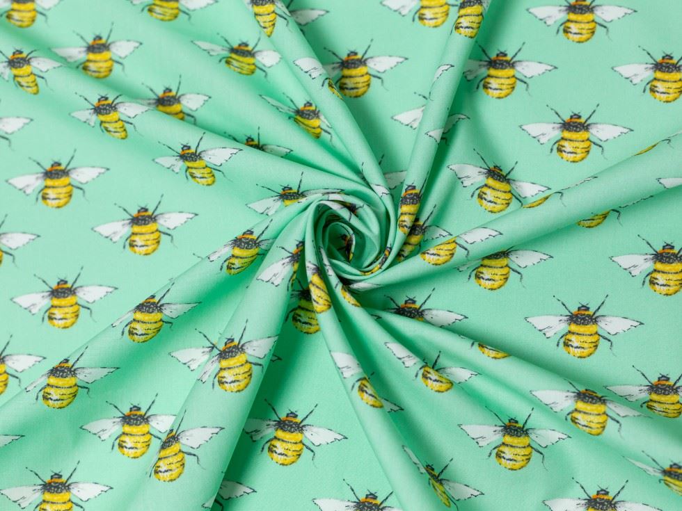 Rose And Hubble Meadow Green 100% Cotton Poplin Fabric